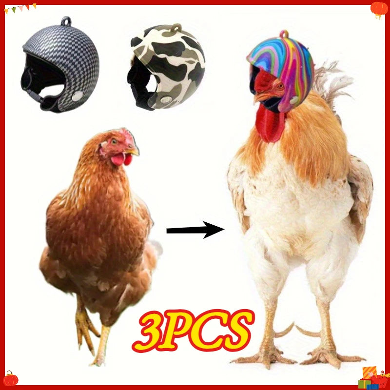 3pcs/1pc Funny Chicken Helmet Pet Protective Gear Sun Rain Protection Helmet Costumes Accessories Bird Hens Small Pet Supplies Oasis Select