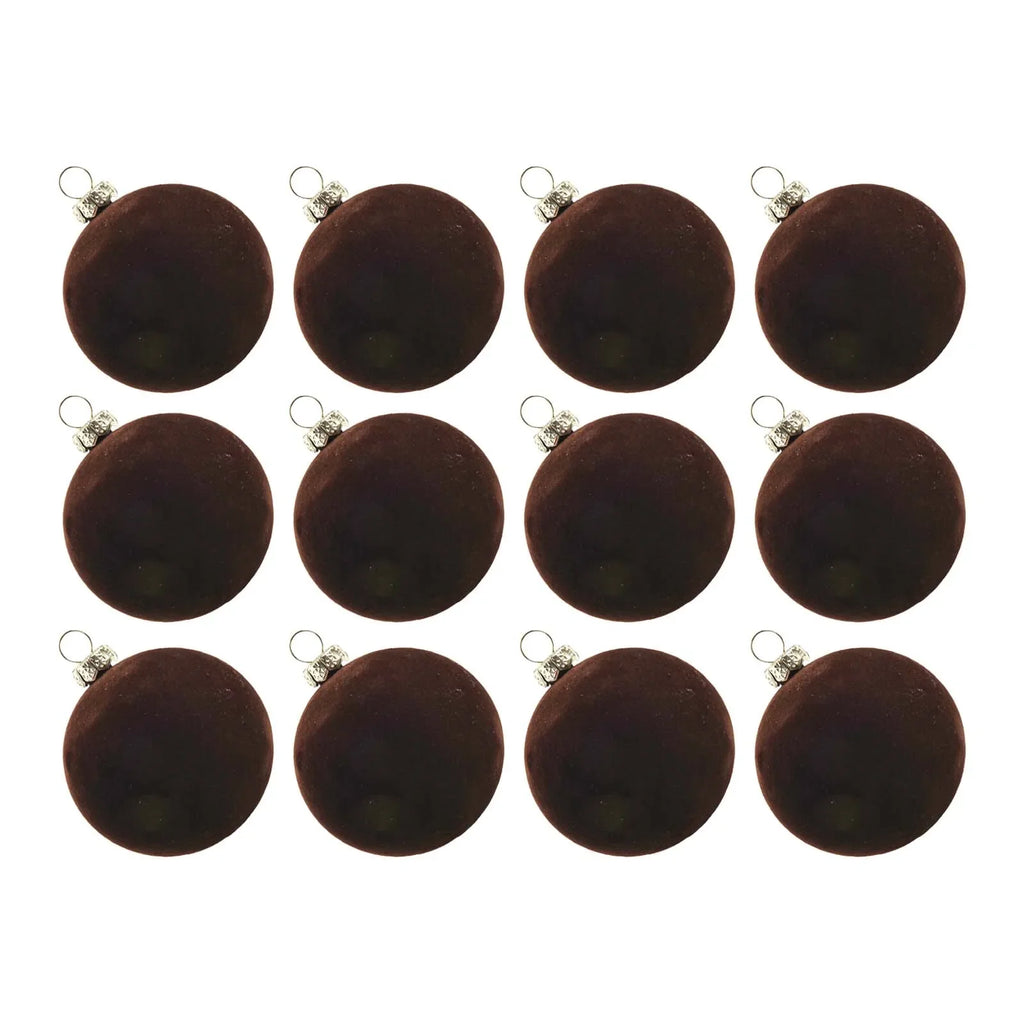 12Pcs Velvet Christmas Ball Ornaments 6cm Christmas Balls Xmas Tree Decorations For Home Decor Xmas Party Navidad 2025 Oasis Select Pure coffee color China Mainland