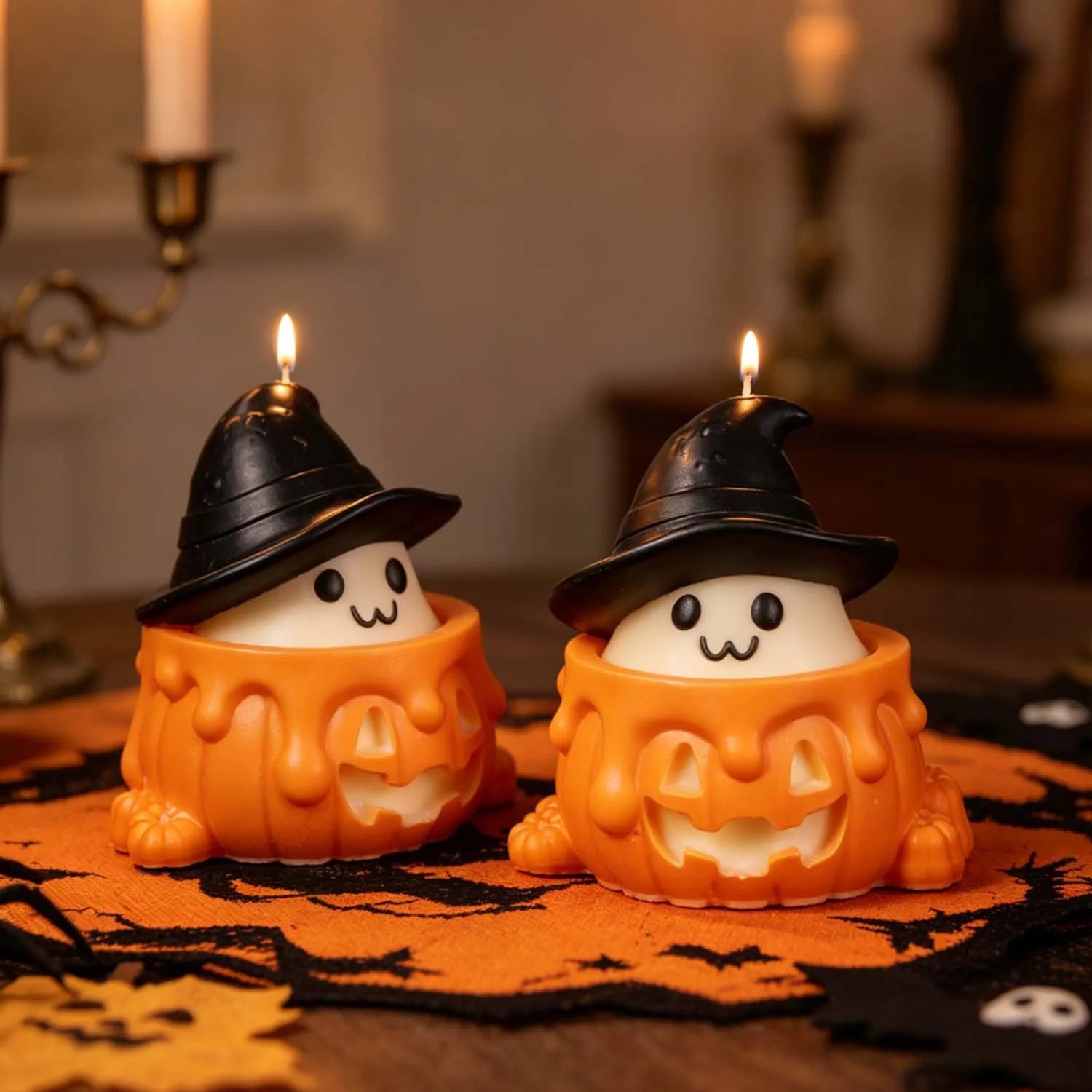 3D Ghost Pumpkin Silicone Mold DIY Candle Making Mould Epoxy Resin Cement Planter Molds Halloween Home Party Decor Oasis Select