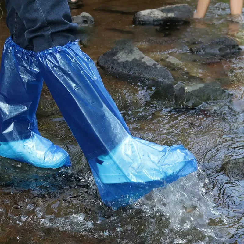 10-Pack Disposable Waterproof Shoe Covers | Thick PE Rain Protectors