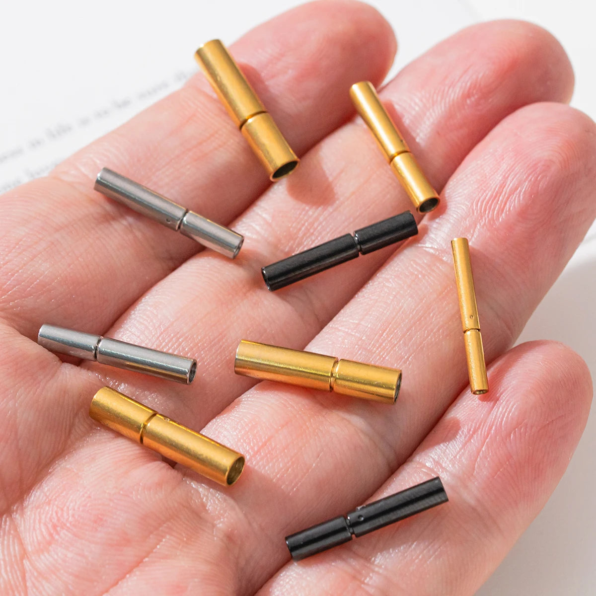 5pcs 304 Stainless Steel Cord End Caps Bayonet Clasps 1/2/3mm Hole Leather Rope Buckle for DIY Bracelet Necklace Jewelry Making Oasis Select
