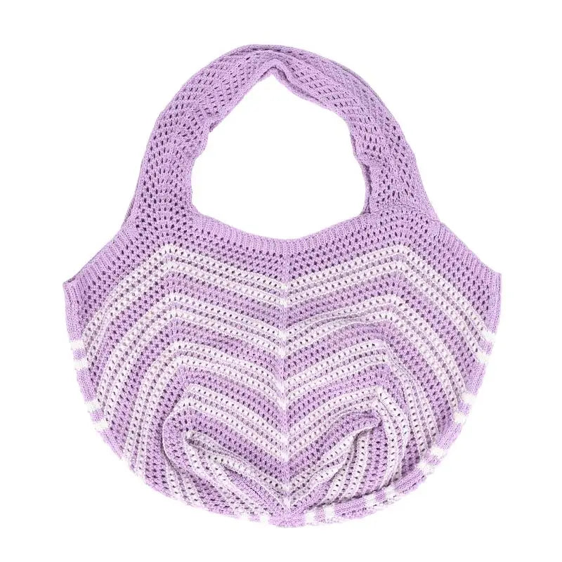 Versatile Knitted For Women Casual Summer Commuting Weaving Beach Holiday Style Soft Shoulder Bag Tote Shopper Bag Oasis Select Purple