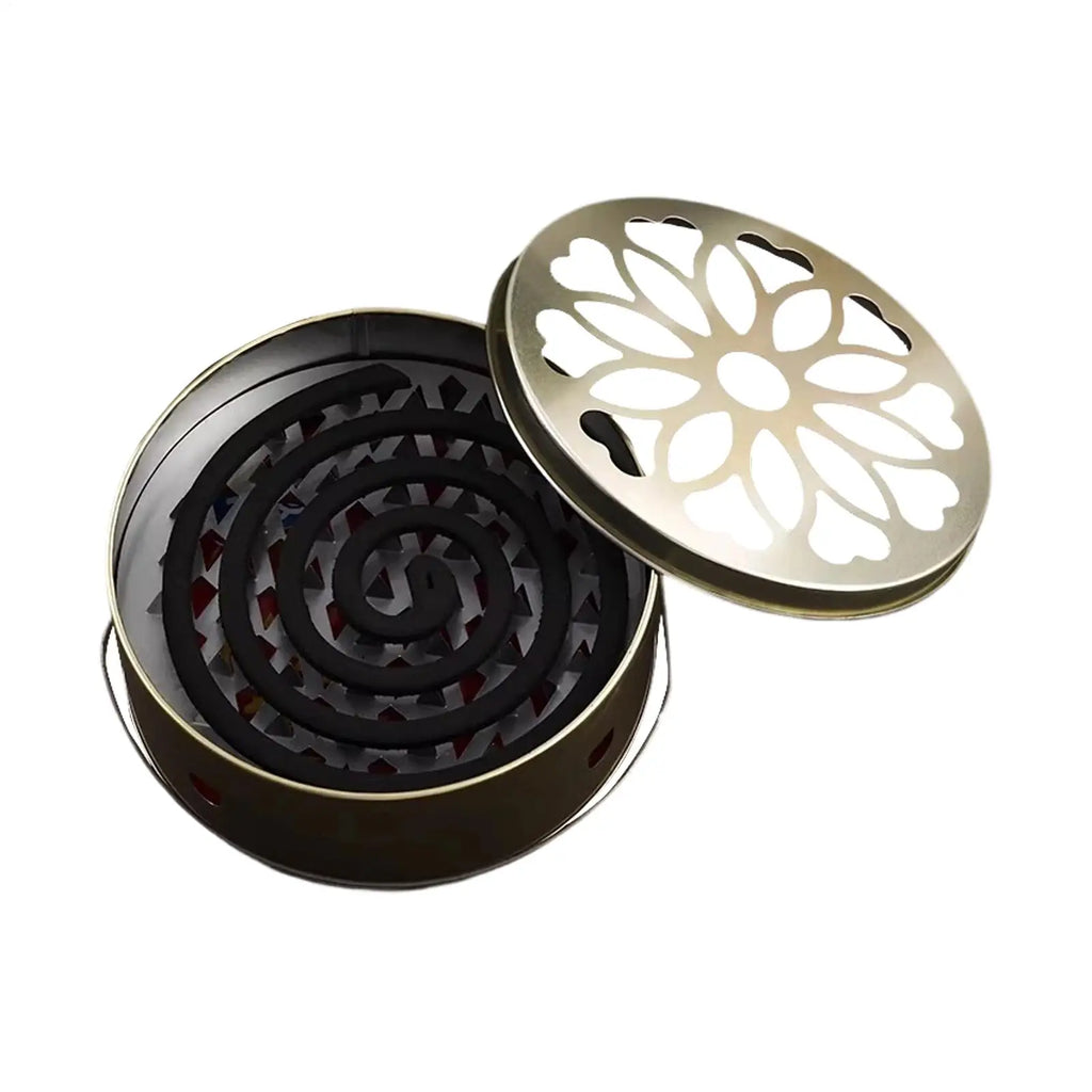 Portable Stainless Steel Mosquito Coil Box with Cover and Handle, Anti-scald Mosquito Incense Holder for Camping Patio Oasis Select