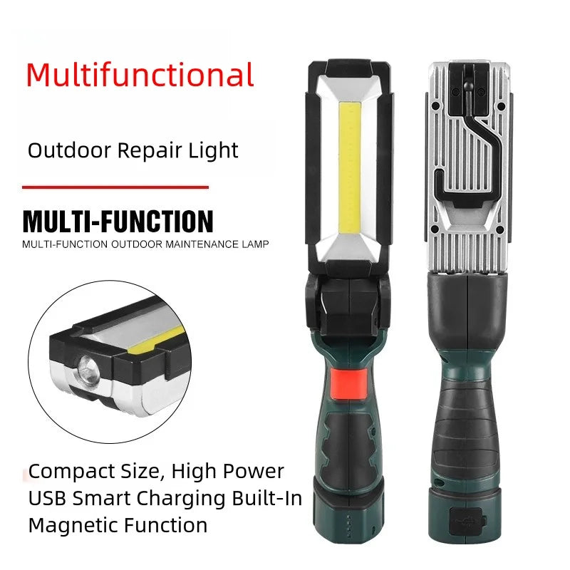 Portable COB LED Work Light Car Garage Mechanic Lamp USB Rechargeable Lnspection Lamp Torch Car Emergency Flashing Light Oasis Select
