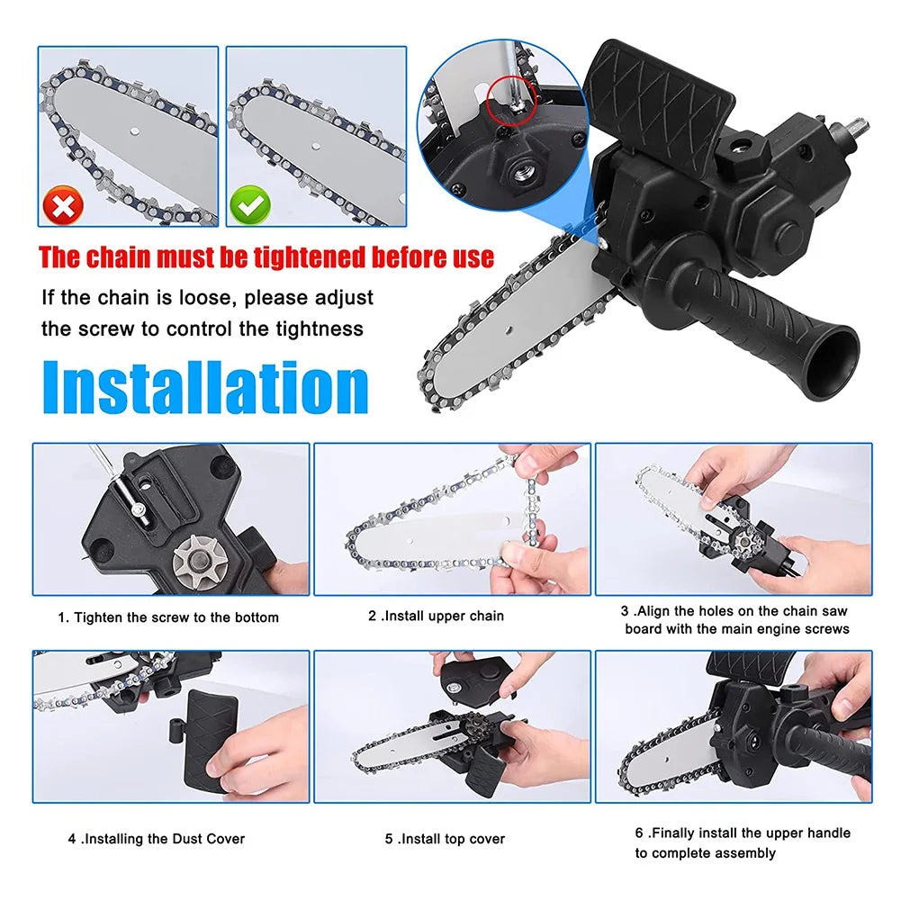 LIKE WISH Electric Drill Converter Into Electric Saw With 4 Inch Chain Mini Handheld Chain Saw Conversion Bracket Oasis Select