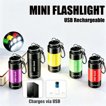 Mini Pocket LED Flashlight Portable Waterproof Small Keychain Torch Outdoor USB Rechargeable LED Multifunctional Light Oasis Select