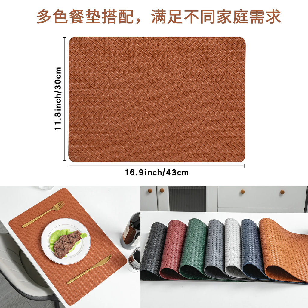 Nordic-style Double-sided Woven Leather Placemats Table Heat Insulation Pads and Home Heat-resistant Table Pads Oasis Select
