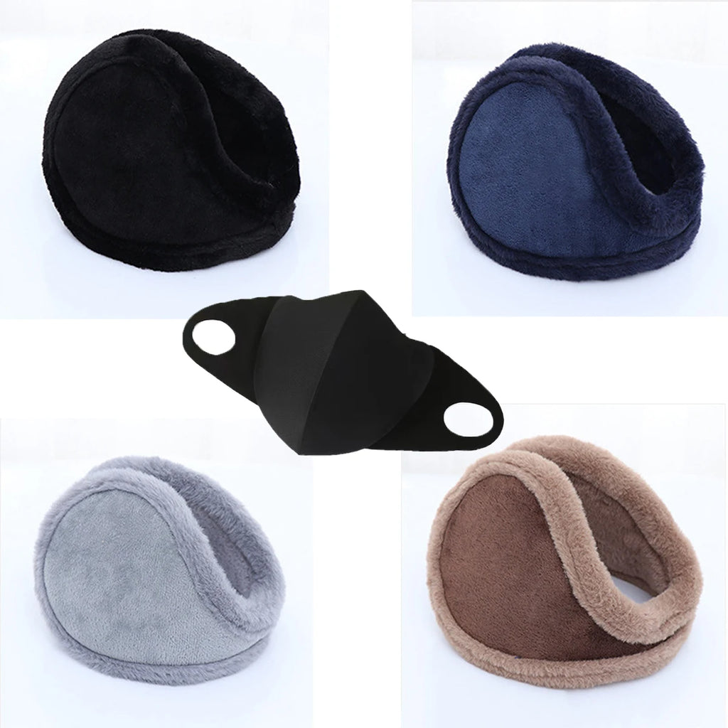 Pearl Ear Muff and Mask Set, Cute Autumn and Winter Warmth, Anti-Cold, Comfortable, Unisex Faux Rabbit Fur Ear Muffs, Merad Mask Oasis Select