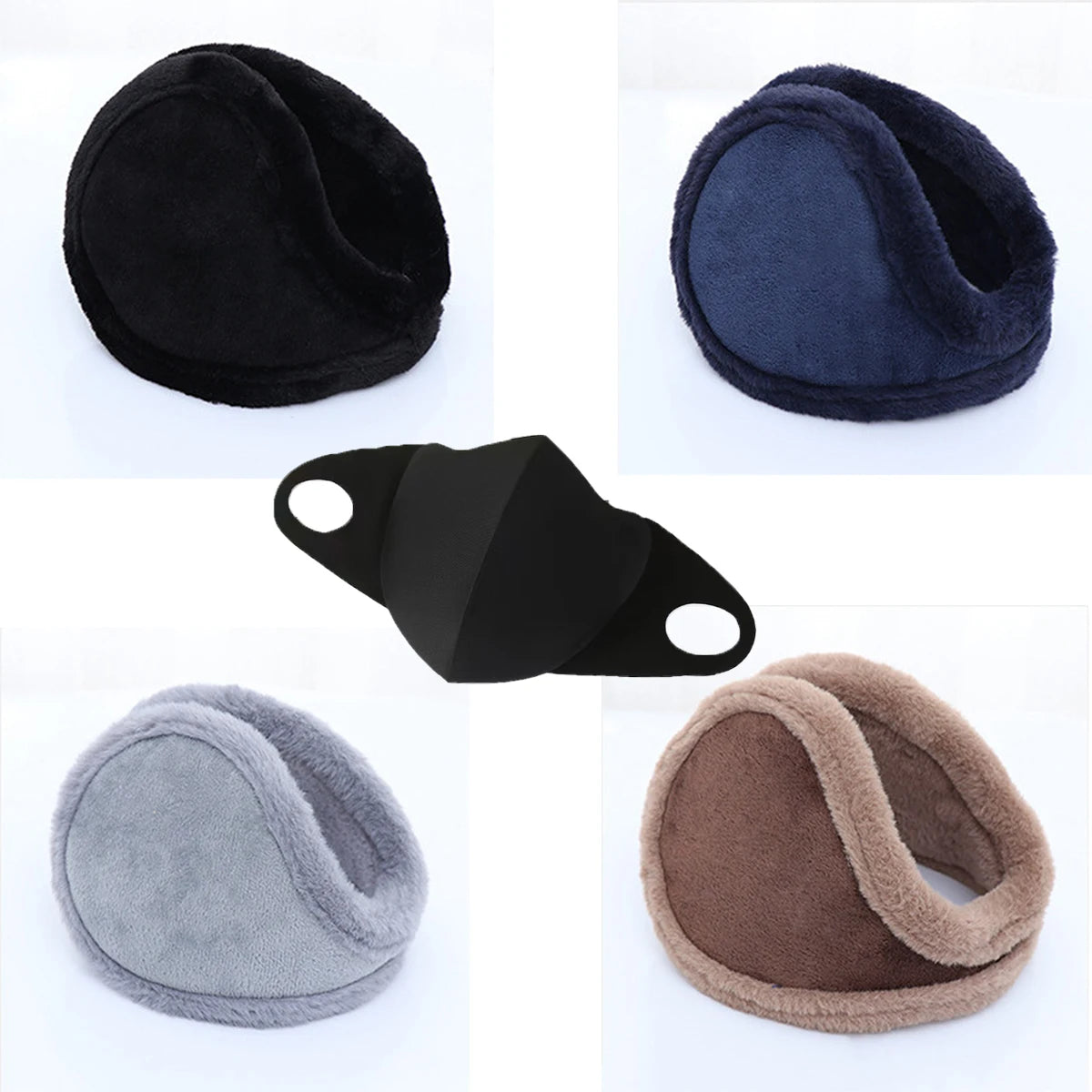 Pearl Ear Muff and Mask Set, Cute Autumn and Winter Warmth, Anti-Cold, Comfortable, Unisex Faux Rabbit Fur Ear Muffs, Merad Mask Oasis Select