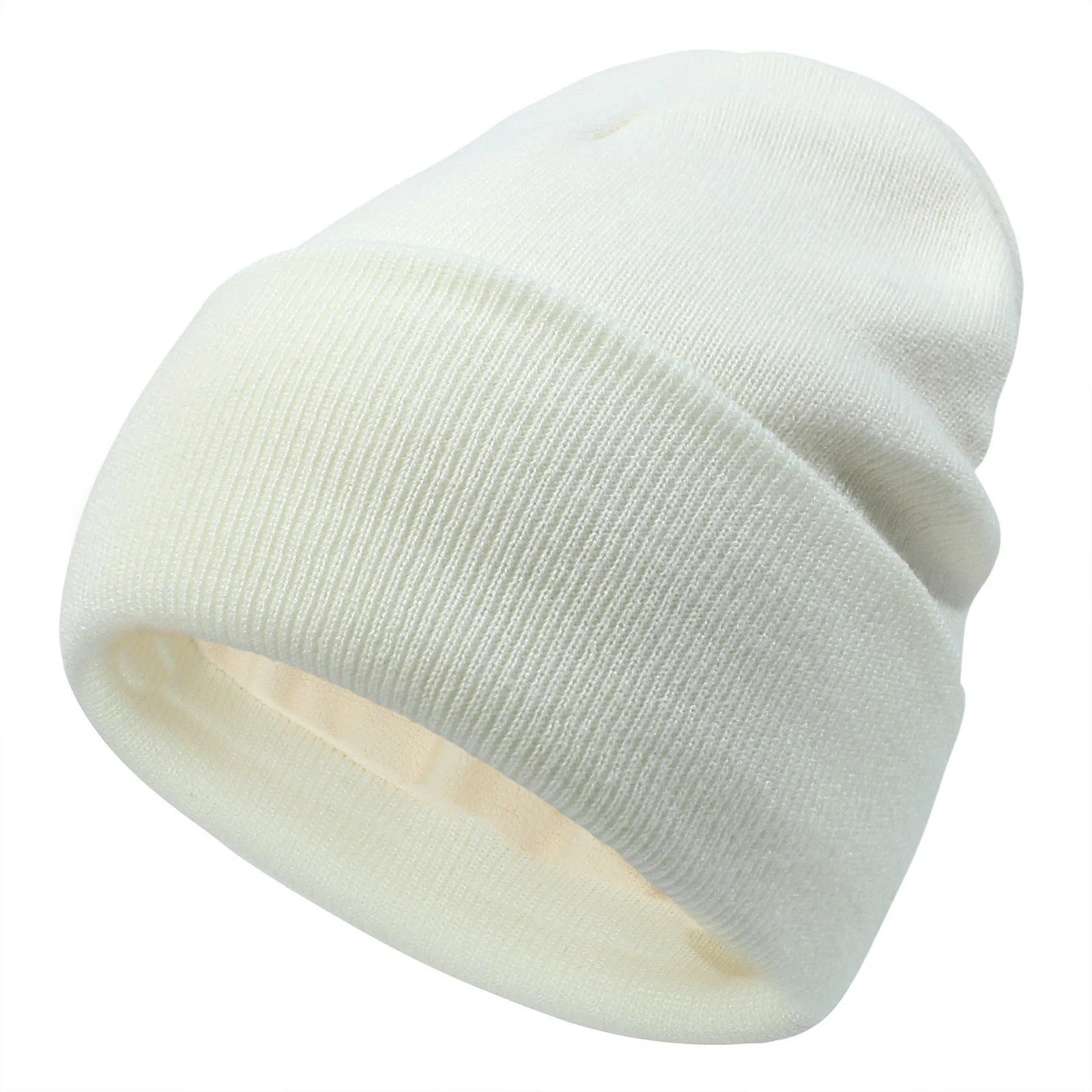 Double-layer knitted hat with fleece lining, solid color acrylic thickened cold hat, women's beanie hat for warmth Oasis Select 1
