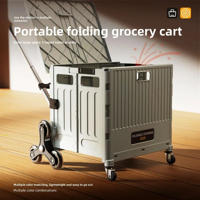 Household multi-functional grocery shopping cart Portable folding shopping cart Outdoor trolley cart Stall camping storage box Oasis Select