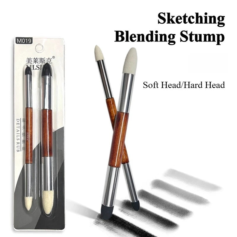 MLSIKE Paint Sponge Pen Blending Stump Double Headed Black and White Tip Rub and Buff Rubbing Pen Sketching Rubbing Pen Oasis Select 1 Set
