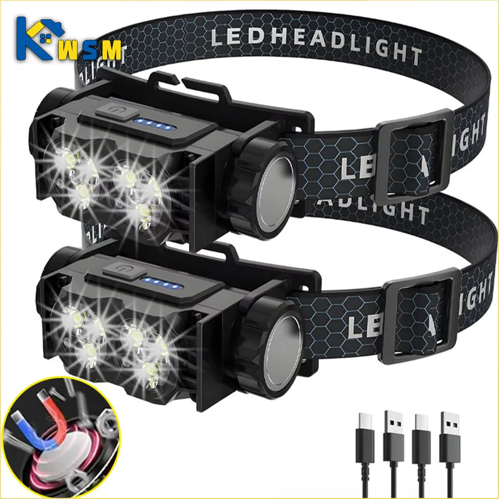 Professional LED Headlamp Super Bright Rechargeable Waterproof Light for Night Fishing Camping and Construction Work Oasis Select