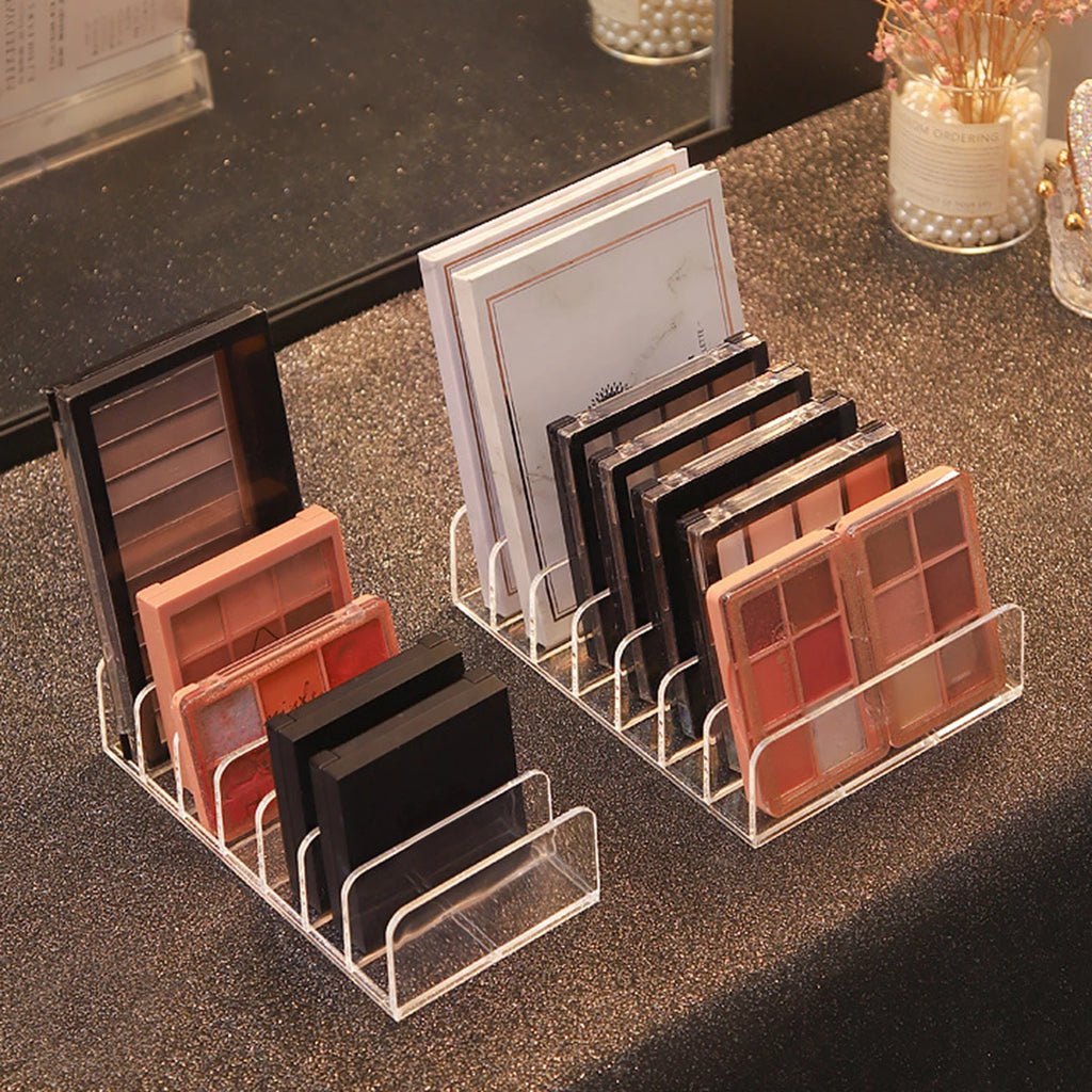 7-Compartment Transparent Makeup Organizer for Eyeshadow Palette and Cosmetics, Vanity Table and Bathroom Countertop Storage Box Oasis Select 2pcs Set 7
