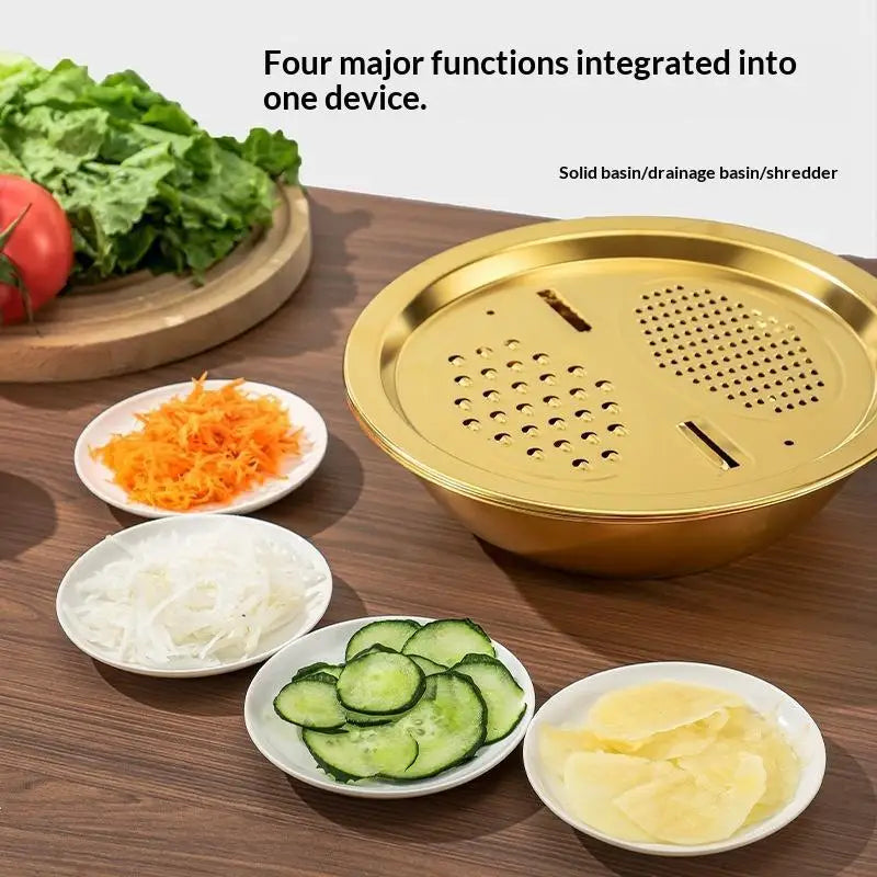 3 In 1 Food Safe Stainless Steel Vegetable Cutter Set Easy Operate Slicer Shredder for Home Kitchen Daily Cooking Use Oasis Select