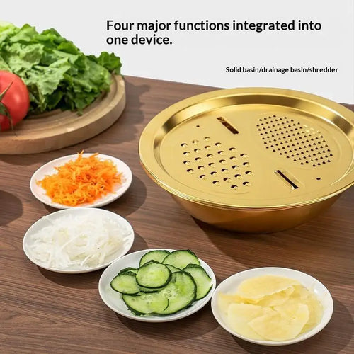 3 In 1 Food Safe Stainless Steel Vegetable Cutter Set Easy Operate Slicer Shredder for Home Kitchen Daily Cooking Use Oasis Select