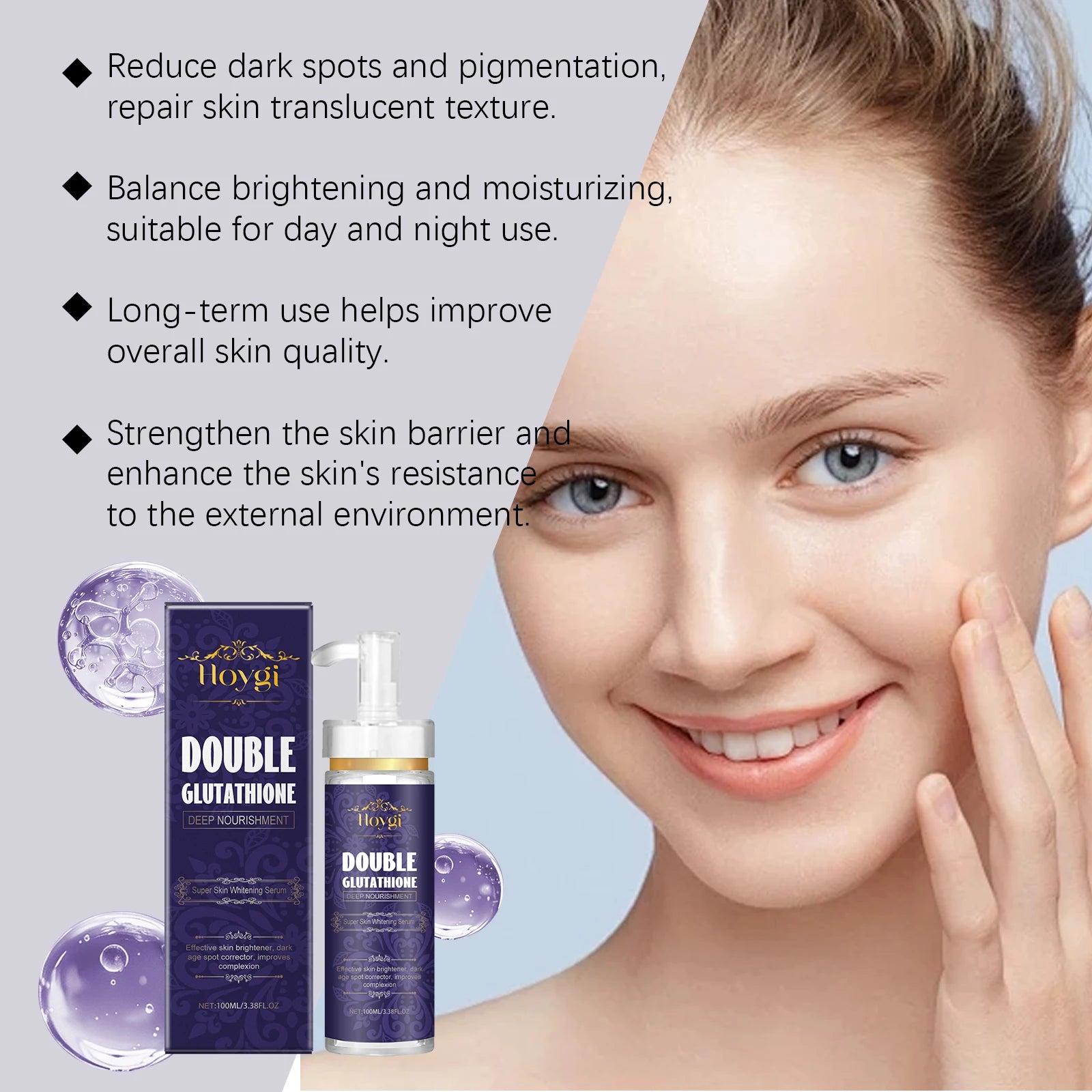 Hoygi Double Glutathione Serum – Brighten & Fade Dark Spots Face Brightening Serum Oasis Select