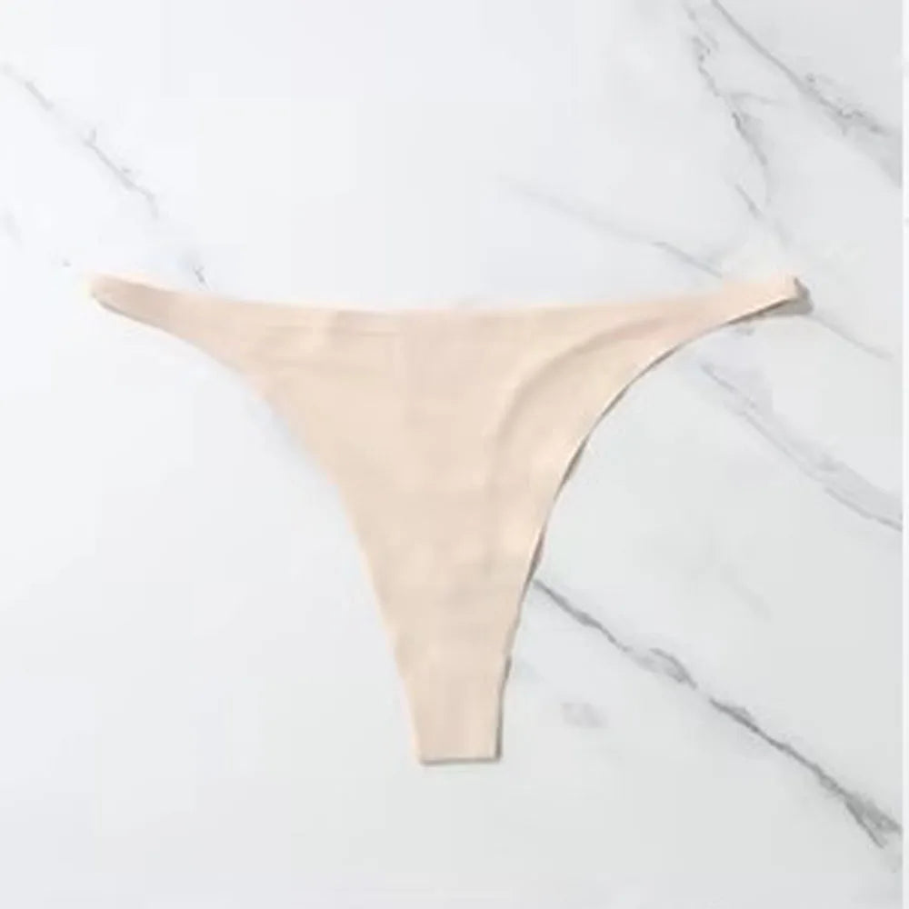 1-4Pcs Ice Silk Seamless Panties For Women Soft Thin Band Thongs Woman Satin Underwear Female Bikini Panties String Tangas Mujer Oasis Select skin 1pc L