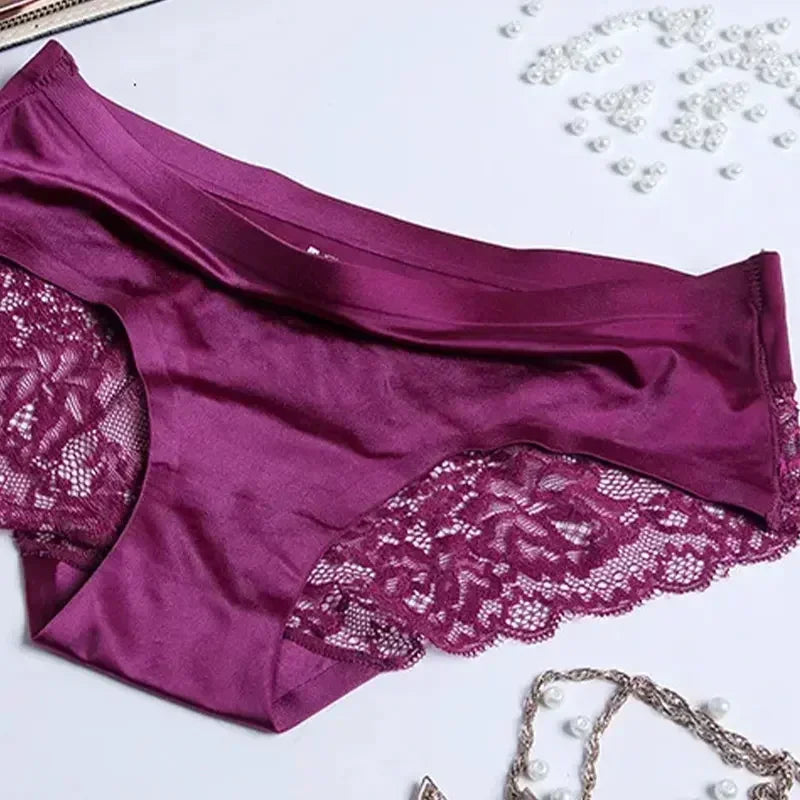 3PCS New Seamless Women Comfort Lace Briefs Hollow Out Panties Set Underwear Low Rise Female Sport Panty Soft Lady Lingerie Oasis Select