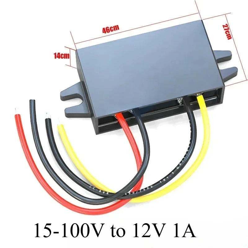 15V-100v 24v 36v 48v 60v 72v to 12v Step Down Buck 1A-5A 12v Voltage Regulator DC DC Converter Reducer for Golf Cart Car Device Oasis Select 15-100V to 12V 1A