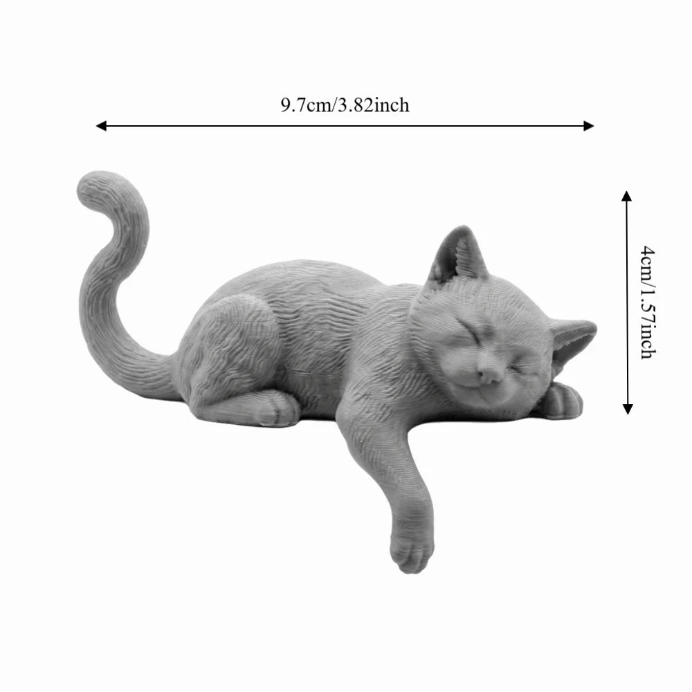 3D Printed Sleeping Cat Desk Ornament | Cute Cat Statue