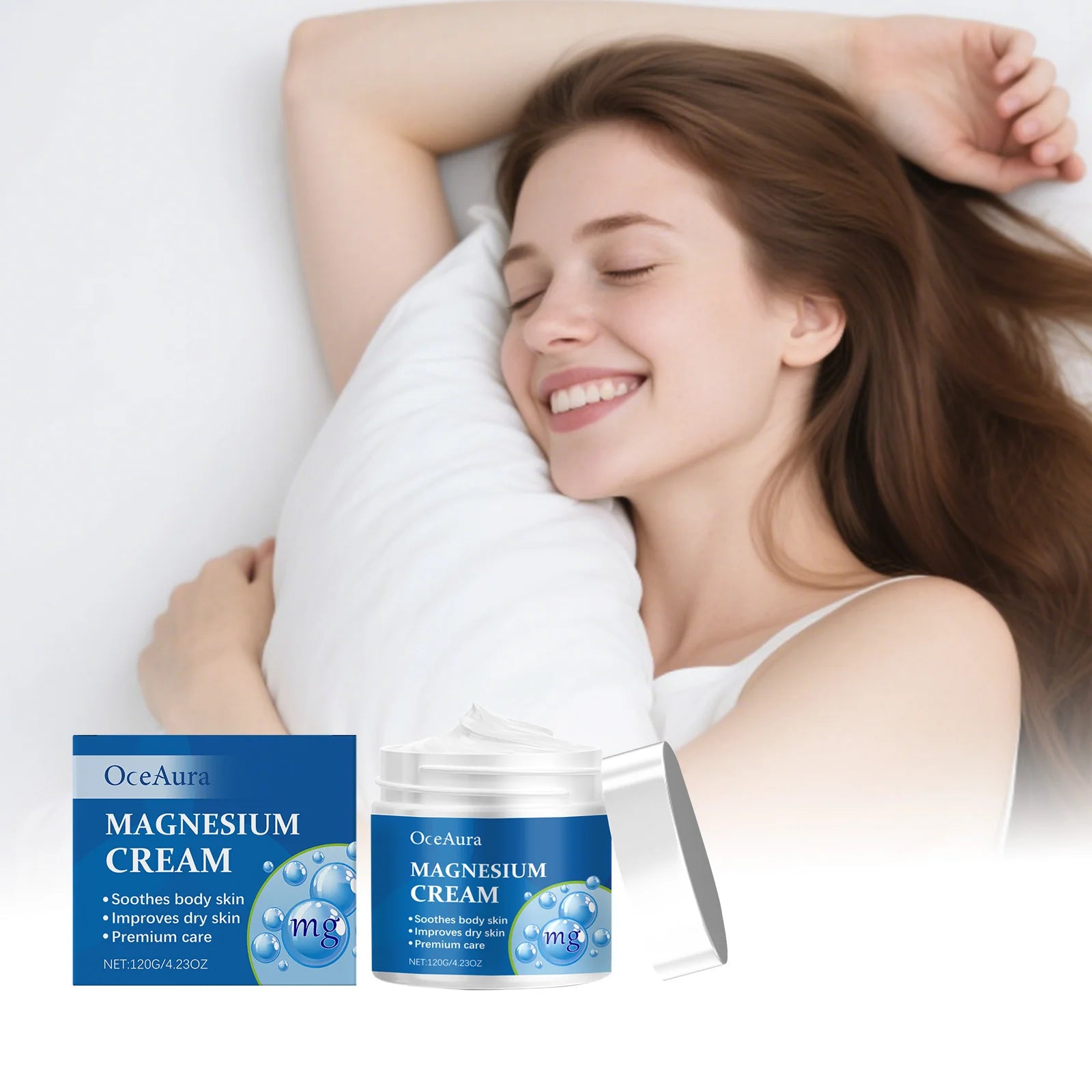 Magnesium Cream Sleep Support Relax Moisturizer Keep Skin Soft Smooth Relieve Muscle Soreness Fall Asleep Nighttime Body Lotion Oasis Select