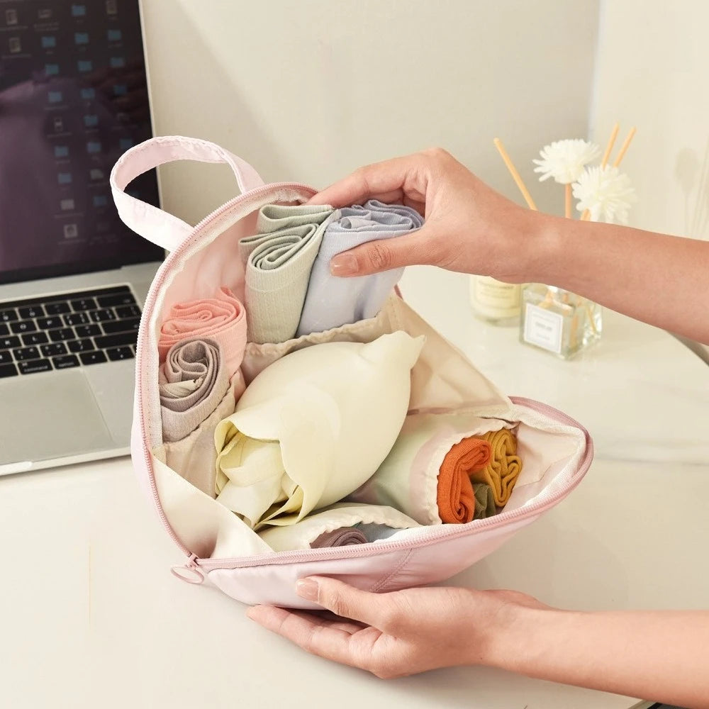 Travel Essential Large Capacity Underwear Storage Bag Portable Bra Socks Organizer Modern Minimalist Style Polyester Material Oasis Select