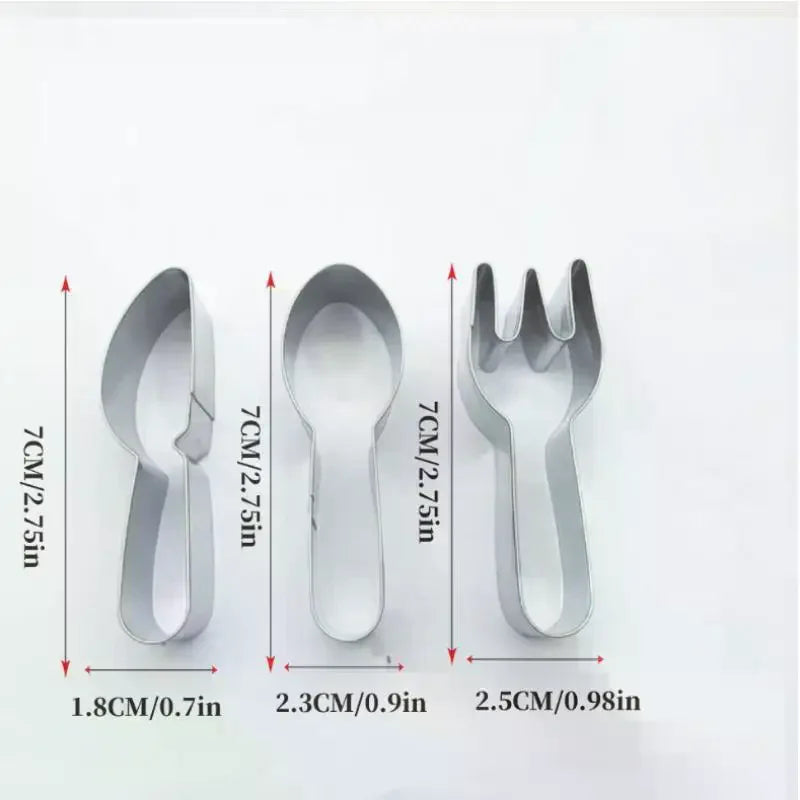 Cute Knife Fork Spoon Shaped Cookie Cutters Tableware Biscuits Moulds Stamps Stainless Steel Fondant Embossing Baking Tools Oasis Select