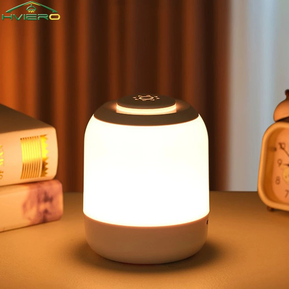 HVIERO Dimmable Touch LED Bedside Lamp | USB-C Rechargeable Night Light