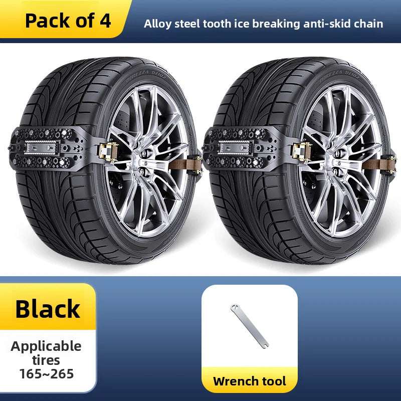 Bold car anti-skid chains SUV sedan universal off-road vehicle winter extra thick tire chains snow rescue tool Oasis Select 4PCS