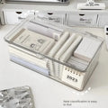 1pc Desktop Storage Box Large Capacity with Lid, Transparent Cosmetic & Office Organizer, for Office Supplies/Books/Documents Oasis Select Small