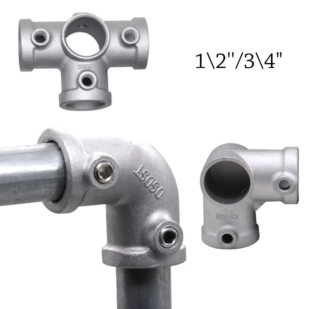 New 1\2''/3\4" Pipe Fitting Connector Aluminum Alloy Steel Fixed buckle Frame Fasteners DIY Corner Circular Pipe Connector pipes Oasis Select