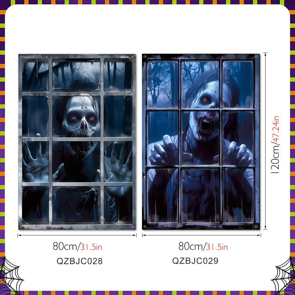 New Halloween Horror Eye Character False Window Decoration Holiday Window Costume Decoration Oasis Select QZBJC028 QZBJC029 With 10m ribbon
