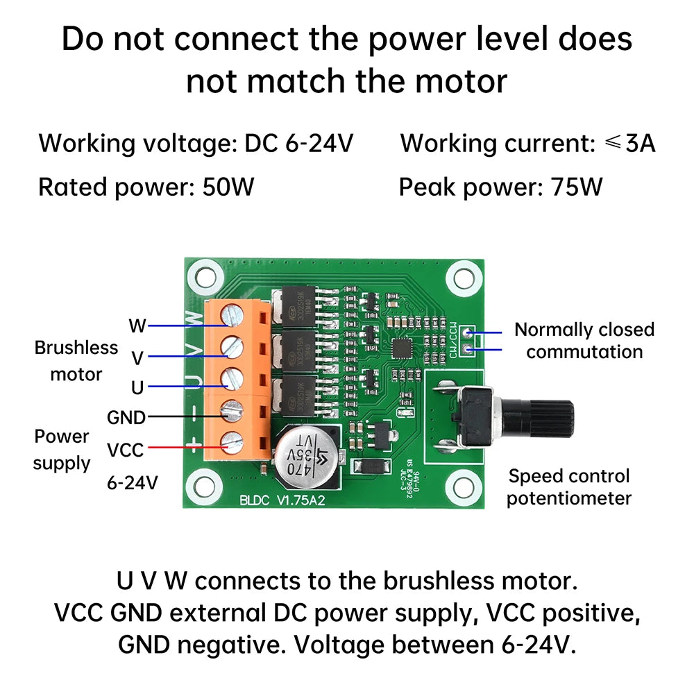 75W/200W High Quality DC Brushless Motor Control Board 6V12V24 Volt CD Drive Fan Motor Governor DIY Accessories ﻿ Oasis Select