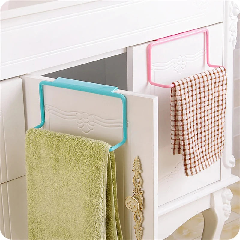 1PCS Cabinet Door Single Pole Towel Rack Plastic Non Marking Cloth Hanger Miscellaneous Items No Need To Drill Holes Oasis Select