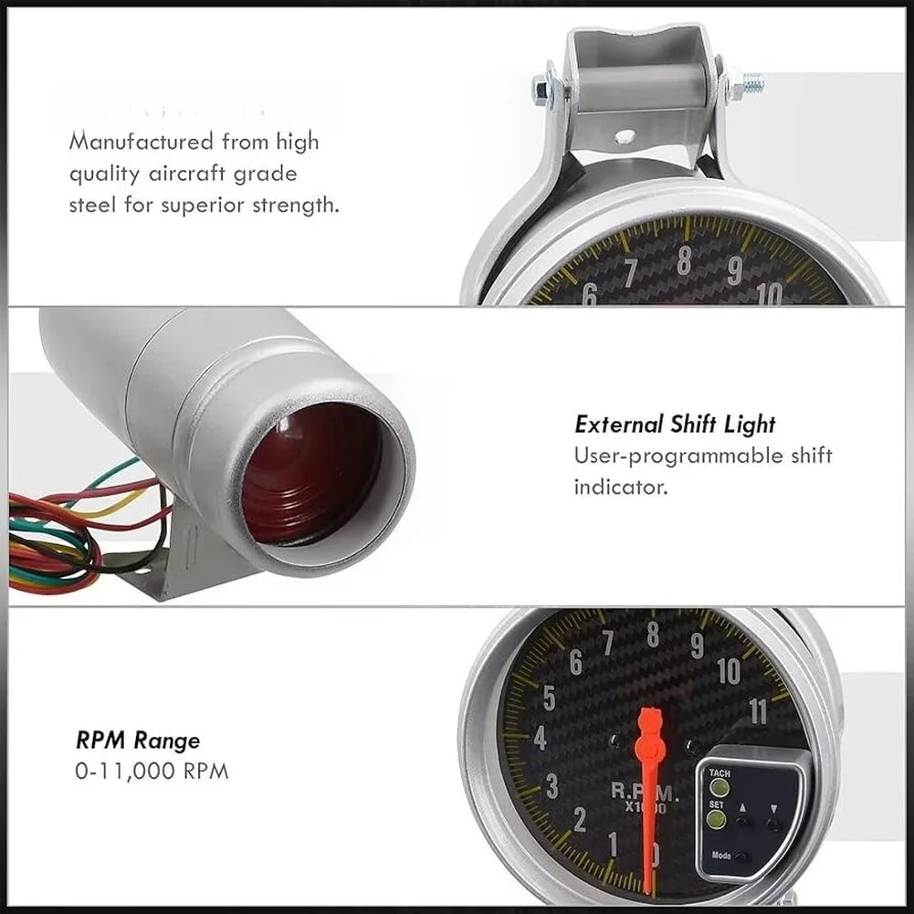 Tachometer with 5 Inch Screen and Shift Light Feature Designed for 12V Vehicles Including Sedans SUVs and Sports Cars Oasis Select