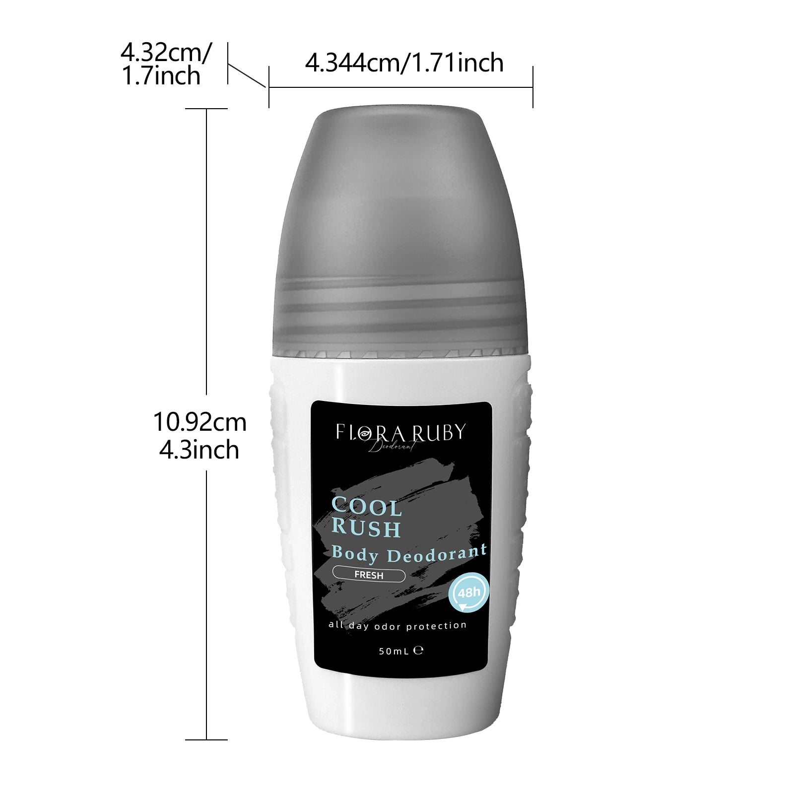 Flora Ruby Light Grey Series Deodorant Roll On All-purpose Deodorant Roll Aluminum Free Easy To Carry 50g Oasis Select