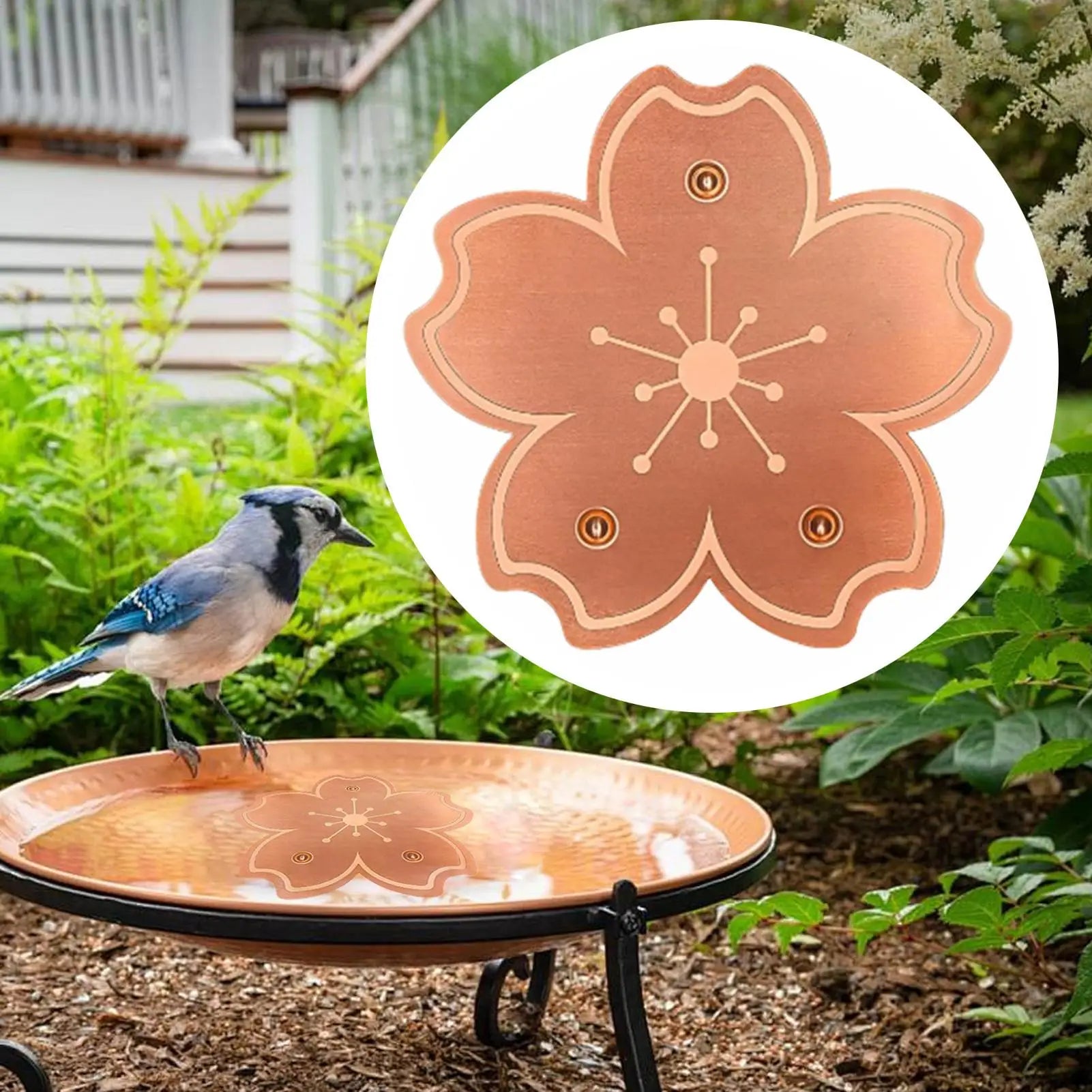Bird Bath Copper Disk Copper Purification Cleaner with Triple-Point Support All-Season Birdbath Bowl Cleaner Plate for Nature Oasis Select
