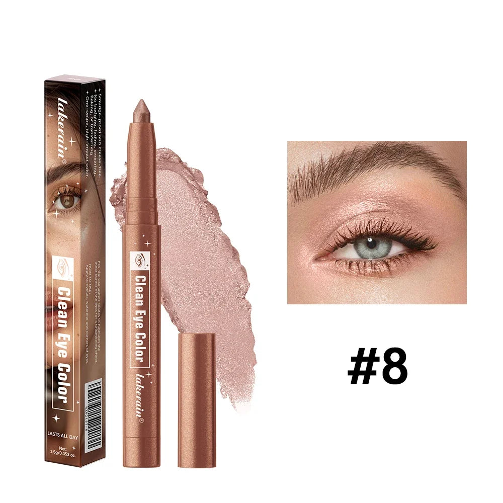 12-Color Waterproof Eyeshadow Sticks – Shimmer & Matte Pencils