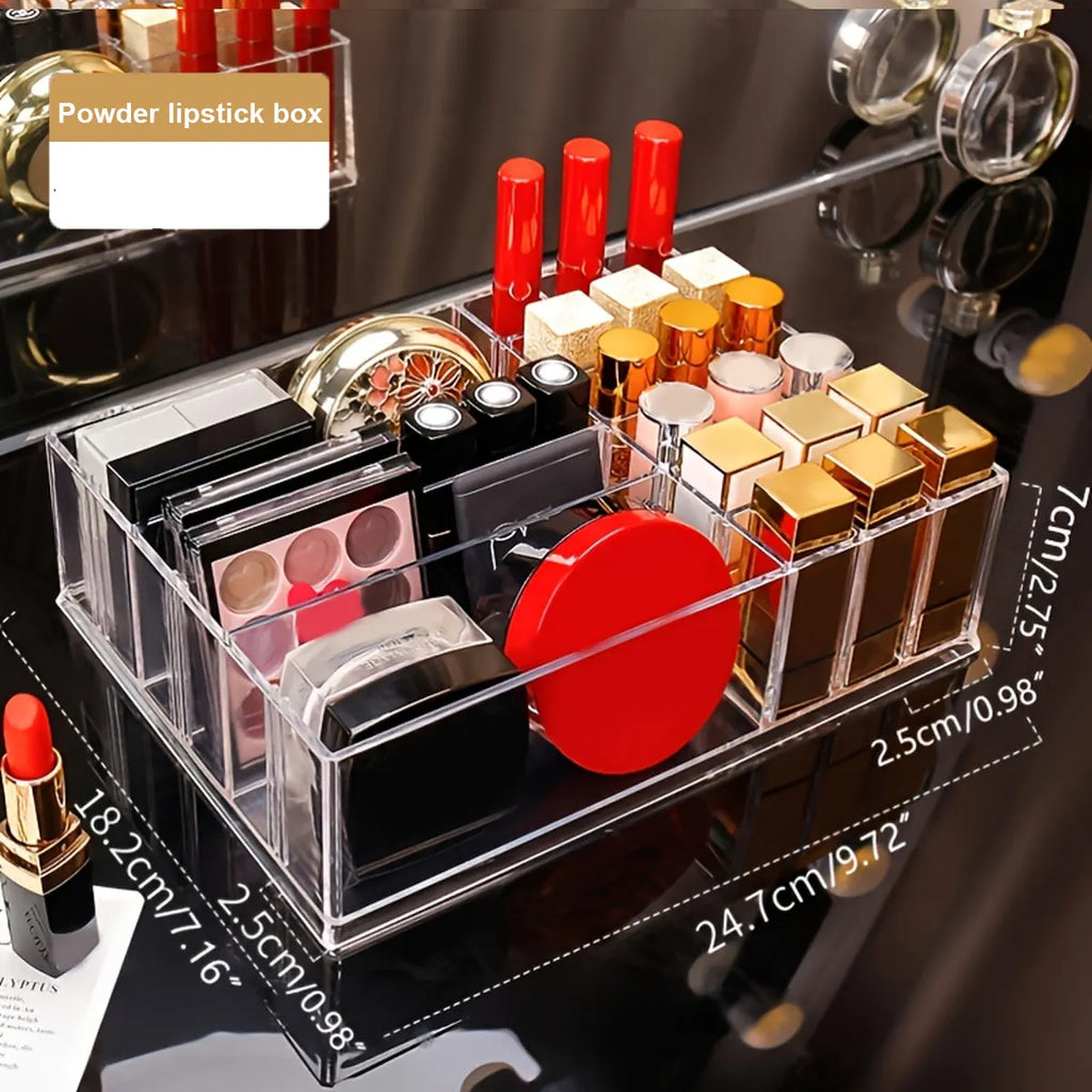 1pc Transparent Cosmetic Storage Box, Eye Shadow Color Palette and Lipstick Storage Box, Desktop Cosmetic Finishing Box Oasis Select Powder lipstick box