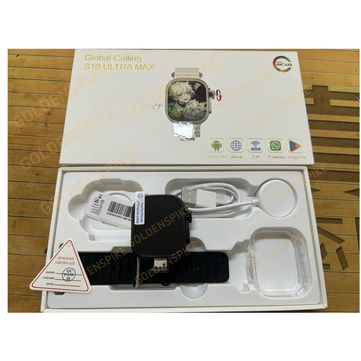 GOLDENSPIKE S10 Ultra MAX 4G Smartwatch Android Smart Watch With 448*528 180° Rotary Camera GPS WIFI Video Call NFC App Download Oasis Select Black 4GB 32GB