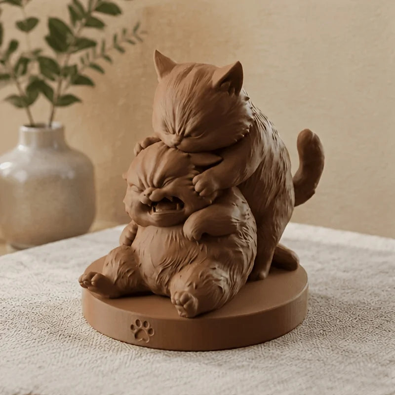 Interesting Fighting Cats Figurines 3D Printing Cute Animal Statues Whimsical Cats Decor Home Office Desk Shelf Pet Lovers Gifts Oasis Select