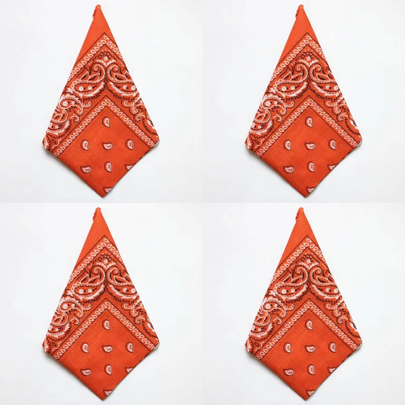 1/4pcs Men Women Bandana Hairband Cowboy Mens Biker Sports Headwear Wrist Hairwrap Single Sided Head Wrap Scarf Paisley Oasis Select 4pcs orange