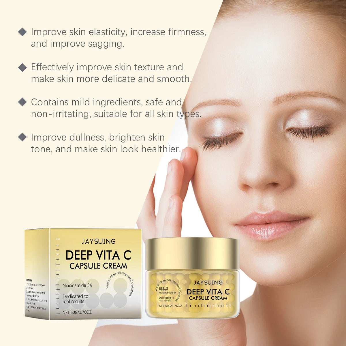 Jaysuing Vitamin C Gold Capsule Face Cream | 50g Brightening Brightening Face Cream Oasis Select
