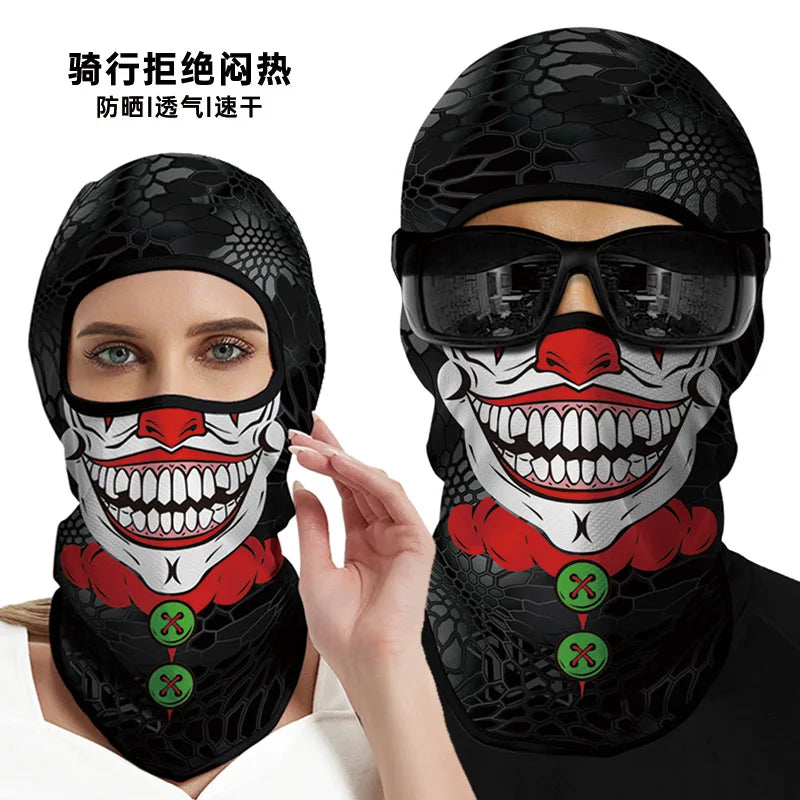 3D Funny Mask Motorcycle Face Cover Ski Mask Joker Skull Balaclava Headgear Outdoor Hiking Camping Neck Gaiter Bandana Scarf Men Oasis Select Dark Grey
