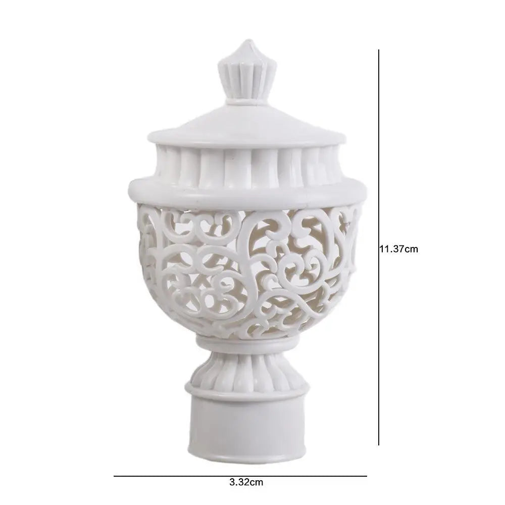 2pcs Durable Hollow Out Decorative Curtain Rod Cap Curtain Rod Head Drapery Rail Ends Curtain Accessories Oasis Select