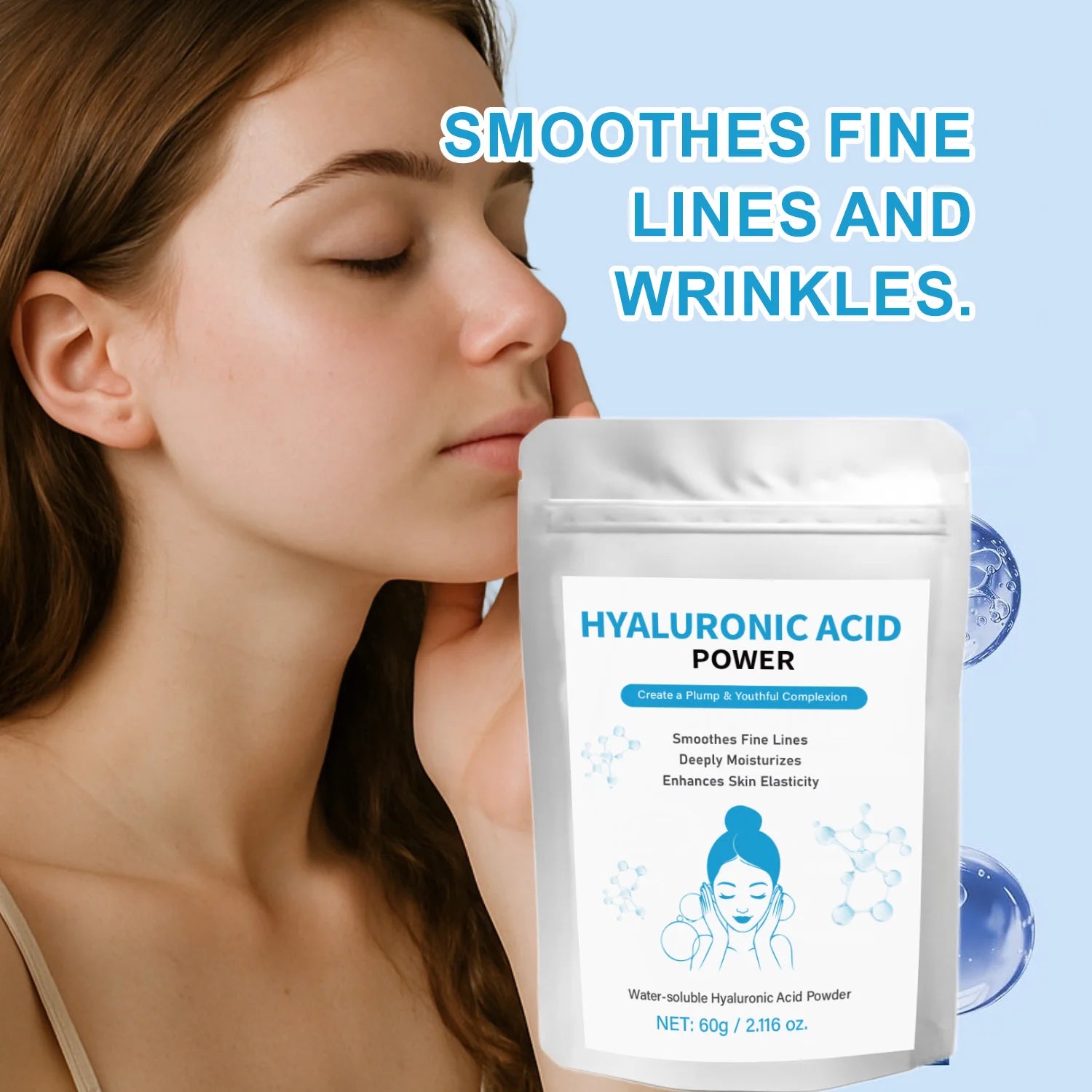 60g Hyaluronic Acid Powder + Spoon | DIY Hydrating Serum