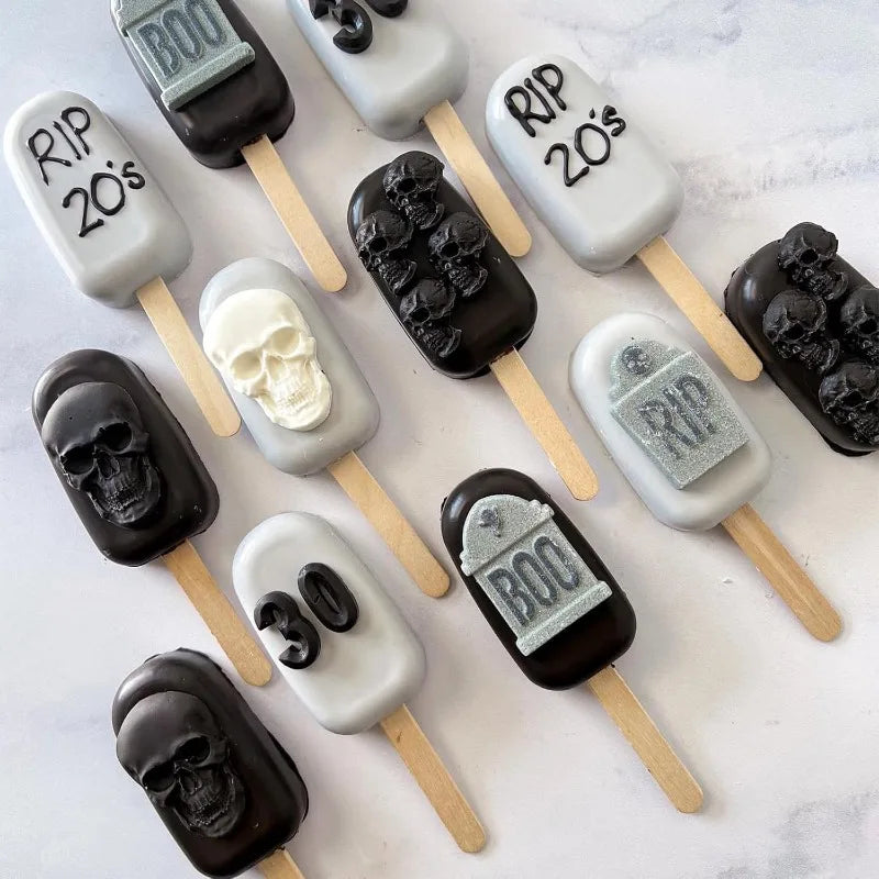 Embossed 3D Skull Fondant Mould Silicone Halloween Cookie Mould Kitchen Cake Decor Baking Tools Oasis Select