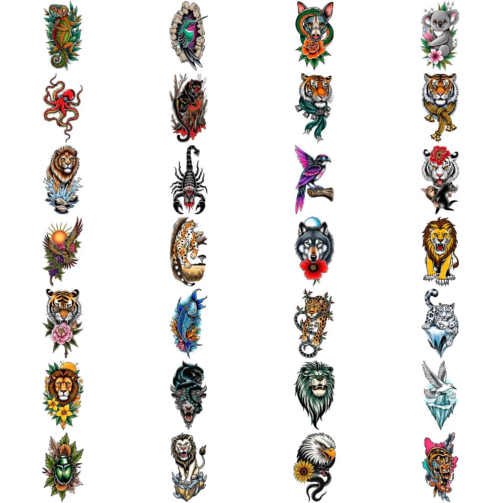9-Piece Waterproof Temporary Tattoo Stickers – Wolf & Bear