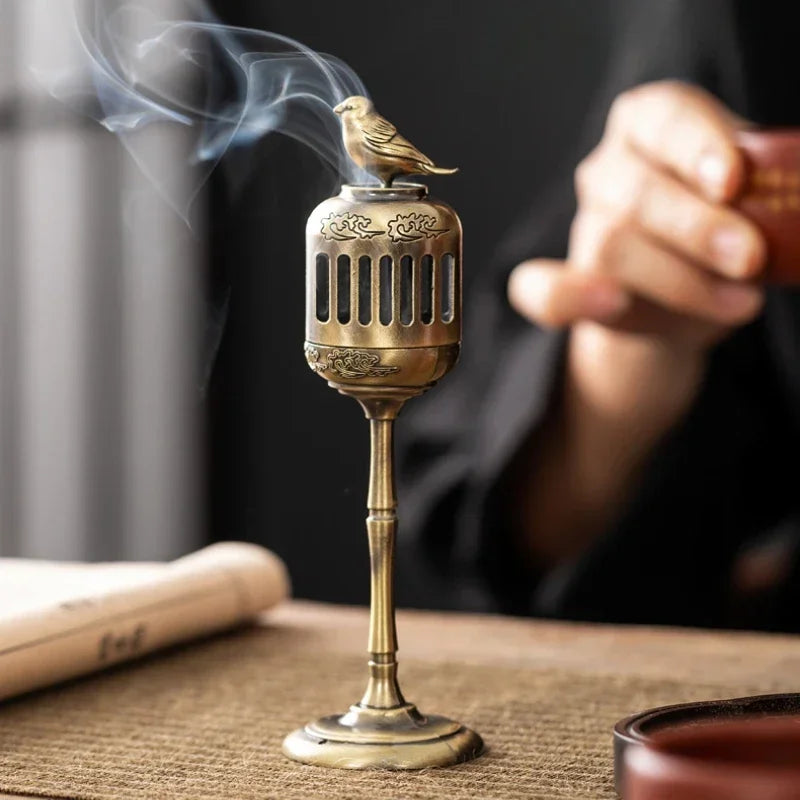 Matel Magpie Hollow Lamp Sandalwood Fragrance Censer Smoking Backflow Incense Holder Tea House Ornaments Study Room Home Decor Oasis Select